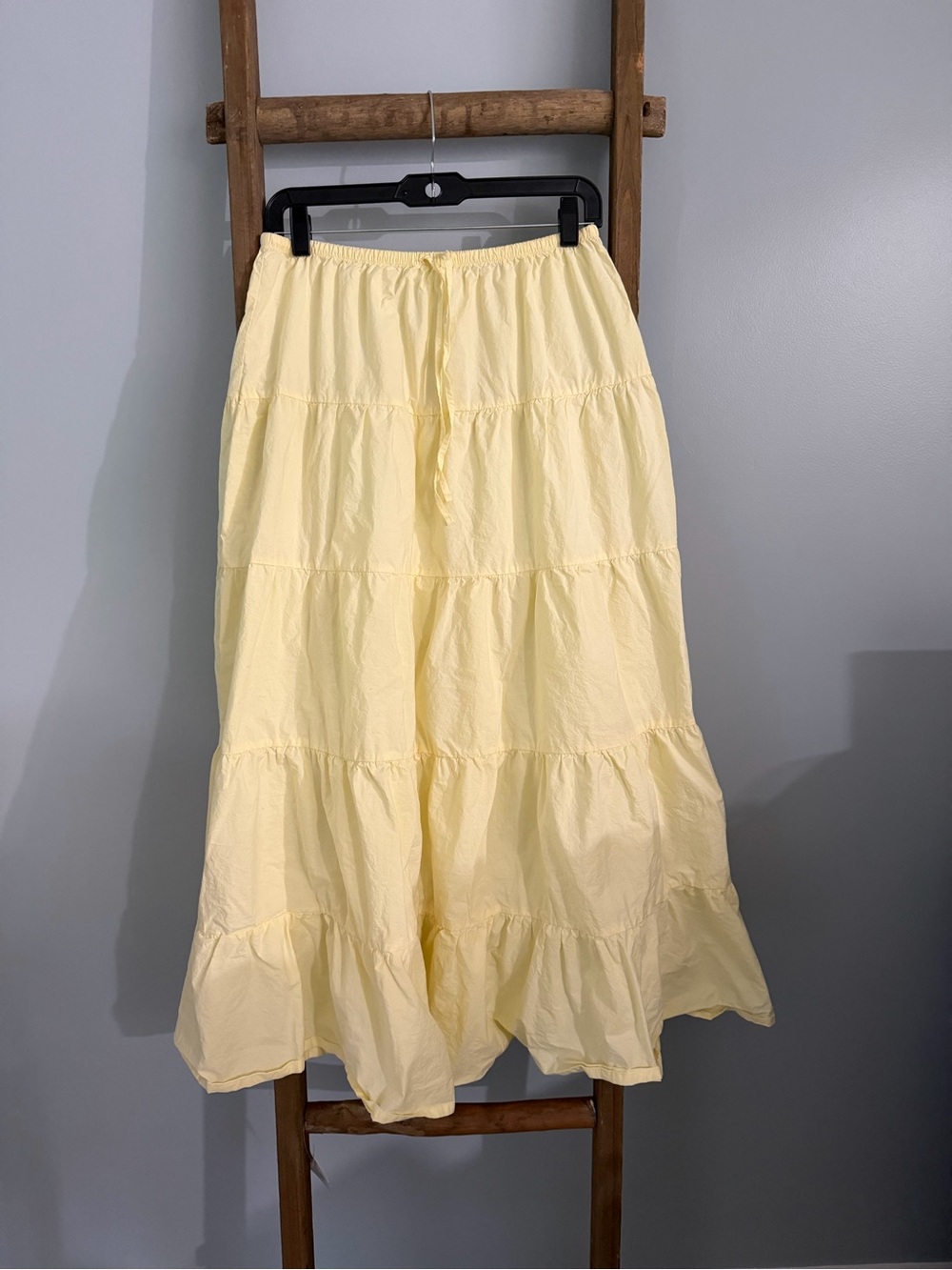 Zara Pale Yellow Tiered Maxi Skirt